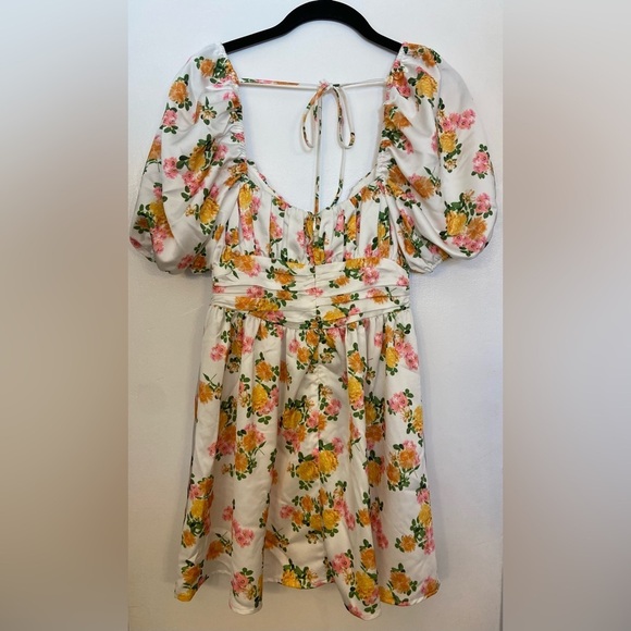 For Love Emma Mini Dress Floral Marigold Size XS - Picture 5 of 10